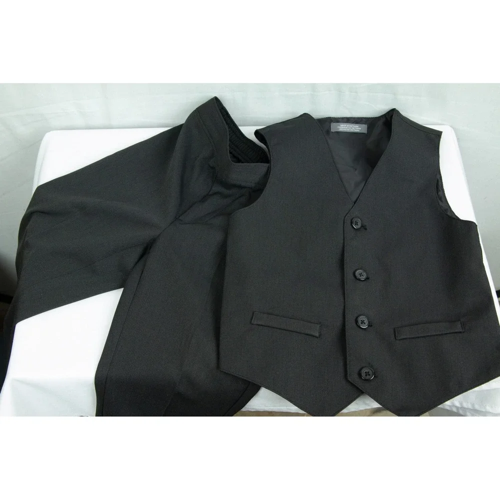 Van Heusen Boys Black Vest and Dress Pants Set Size 5T Formal Wedding Suit 2pc